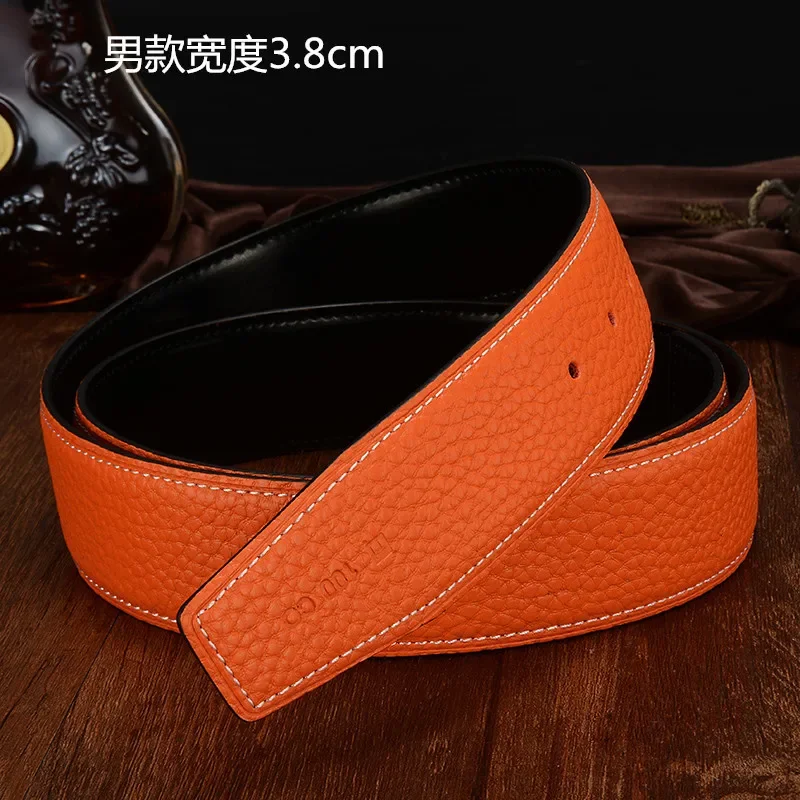 New Luxury Brand Belts Men Women High Quality Male Strap Genuine Waistband Men\'s No Buckle Belt 3.0cm 3.8cm Litchi Grain H Belt