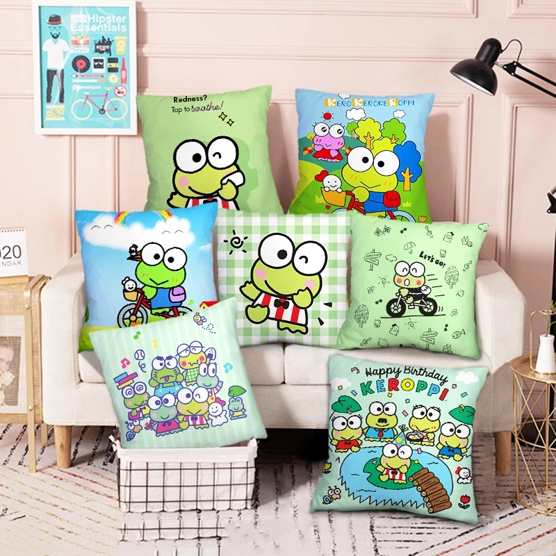 Sanrio Keroppi Cute Big Eyed Frog Plush Doll Kawaii Soft Stuffed Toy Role  Periphery Sofa Pillow