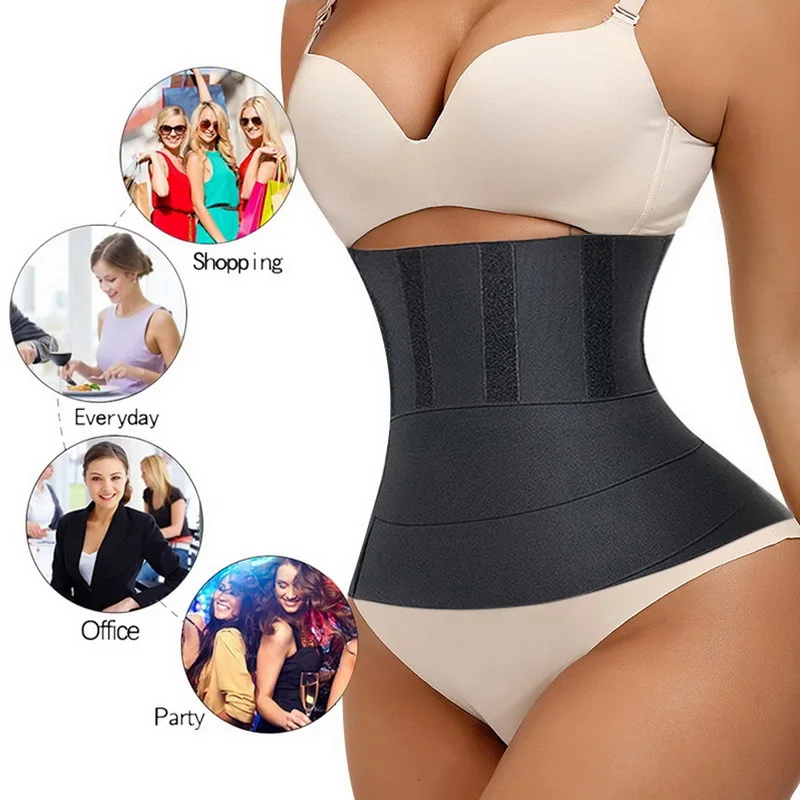 Wrap Waist Trainer Double Belt Faja Body Shaper Corset Shapewear Slimming  Sheath Woman Flat Tightens Belly Postpartum Sheath