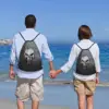 Skeleton Skull Heavy Metal Punishers Drawstring Backpack Women Men Sport Gym Sackpack Portable Shopping Bag Sack 6