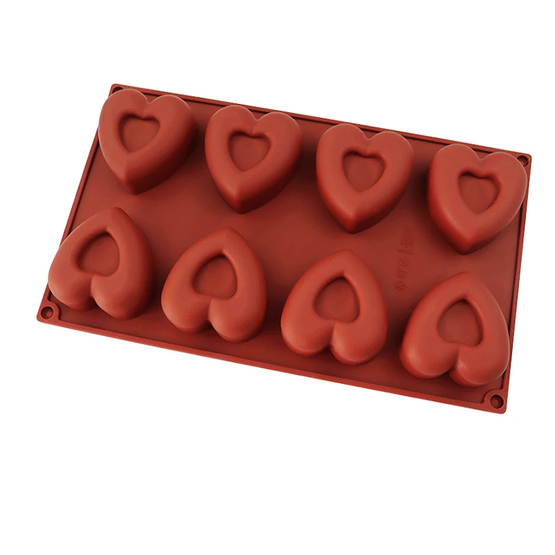Gegrübeltes Herz Silikonform Liebe Mousse Kuchen Backform für Schokolade Süßigkeiten Dessert Keks Seife Eiswürfelform Kerzenwerkzeuge – Detail 3