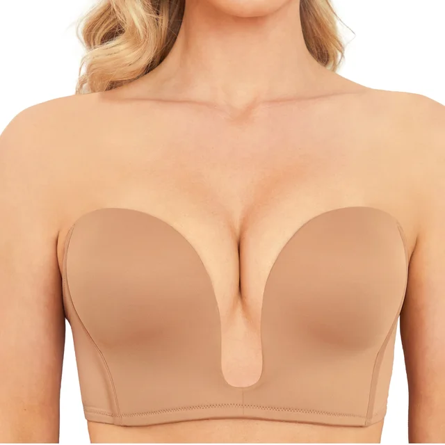Wingslove Plunge Strapless Sticky Push Up Bra Backless Adhesive