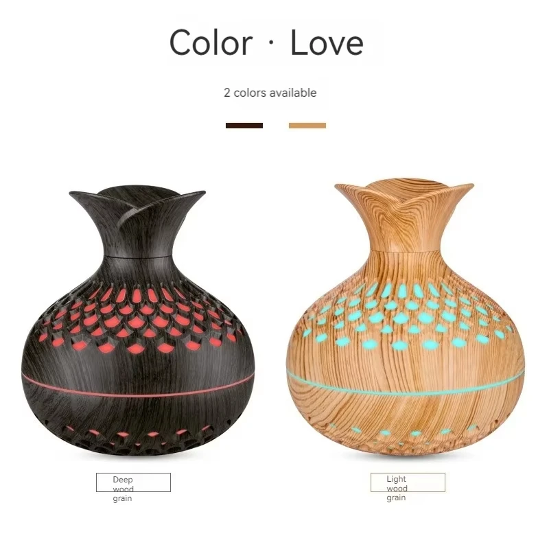 Wood Grain Mini Vase Air Humidifier USB Electric Ultrasonic Water Aroma Essential Oil Diffuser Home Room Fragrance Air Purifier 4