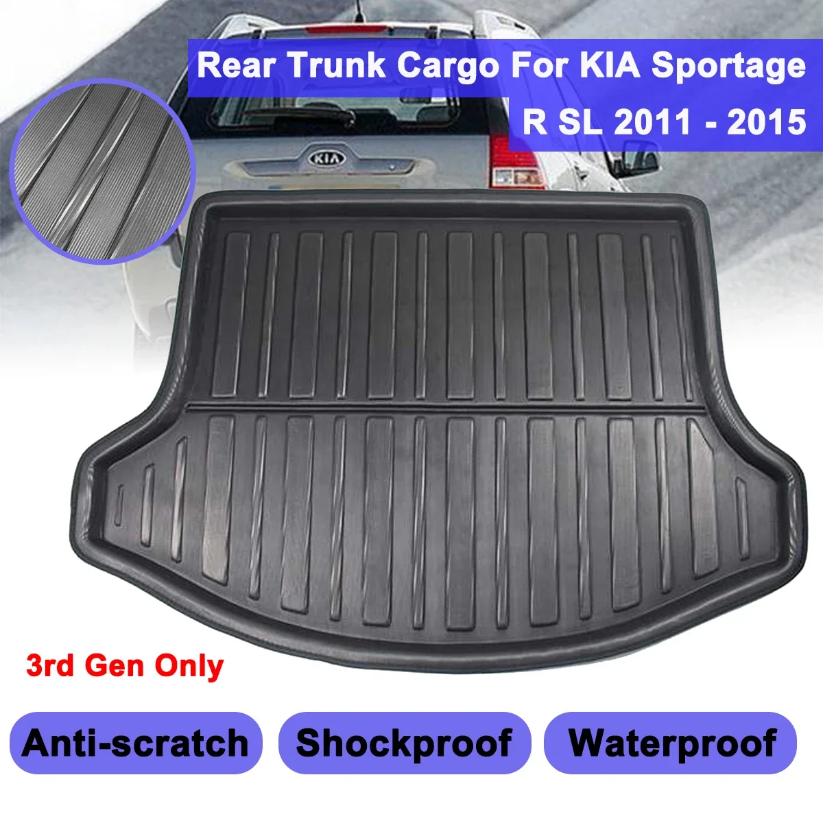 

Коврик для багажника KIA Sportage R SL 2011-2015, матовый, нескользящий