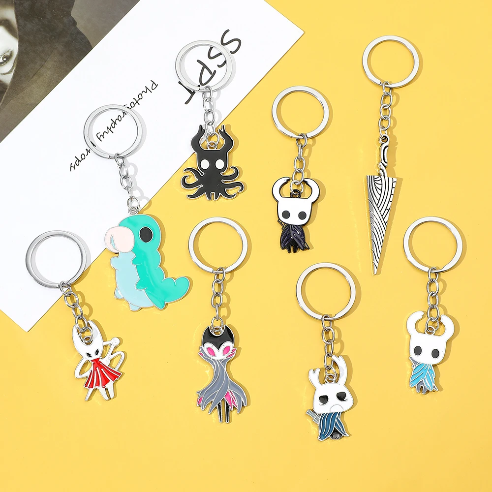 Hot Game Hollow Knight Keychain Metal Key Chains Octopus