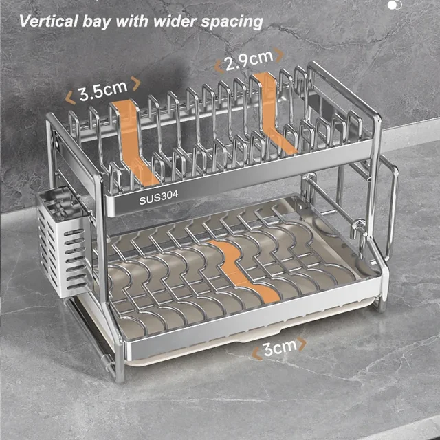 New Dish Drainer Kitchen Storage Organization Stainless Steels Drainer Kitchen Dishes Kitchenware Tableware Drainer Board Rack 4