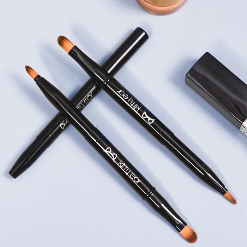 

Retractable Lip Makeup Brush Lipstick Lip Gloss Brush Telescopic Dual Use Lip Eyeshadow Brush Beauty Tools With Protect Cap