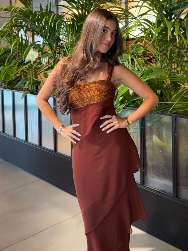 Damen Patchwork Trägerloses Maxikleid Ärmellos mit Rüschensaum und Schal Schnürkleider 2026 Sommer Elegantes Abendkleid für Damen