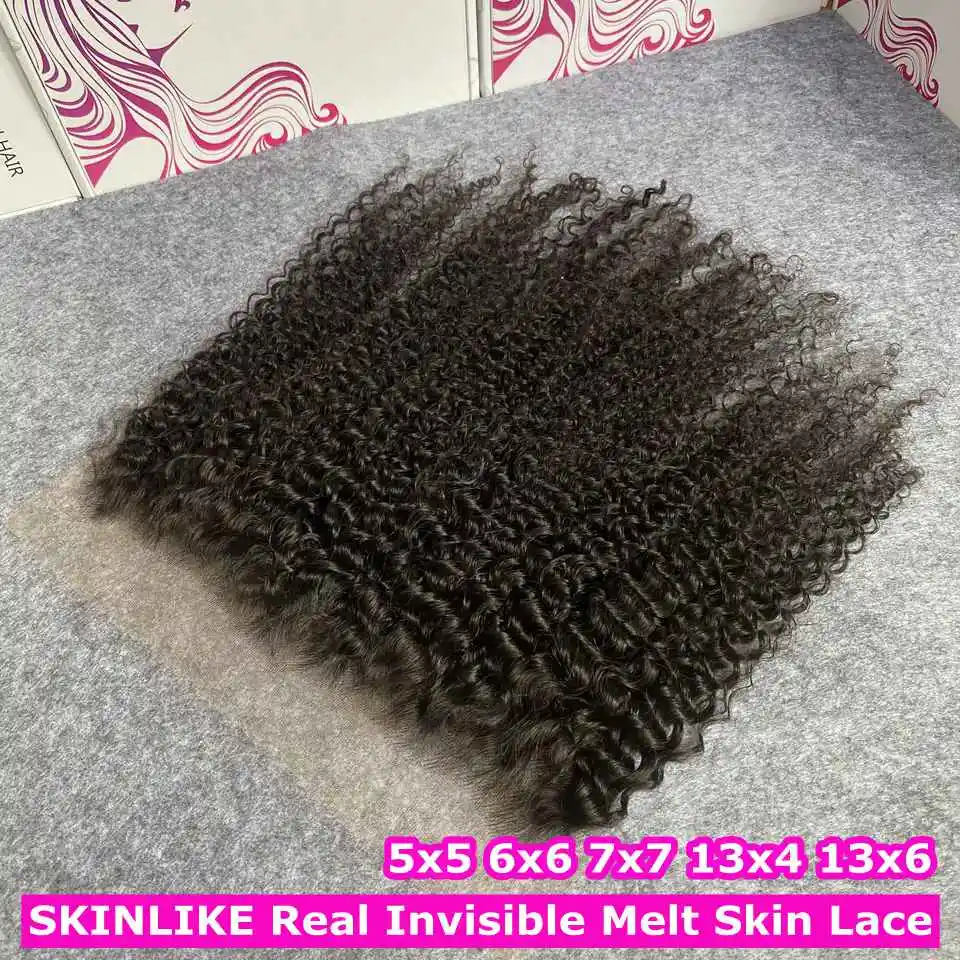 

Invisible 13x4 13x6 HD Lace Frontal Only Melt Skins Brazilian Deep Curly Human Hair 5x5 6x6HD Lace Closure Pre Plucked Free Part