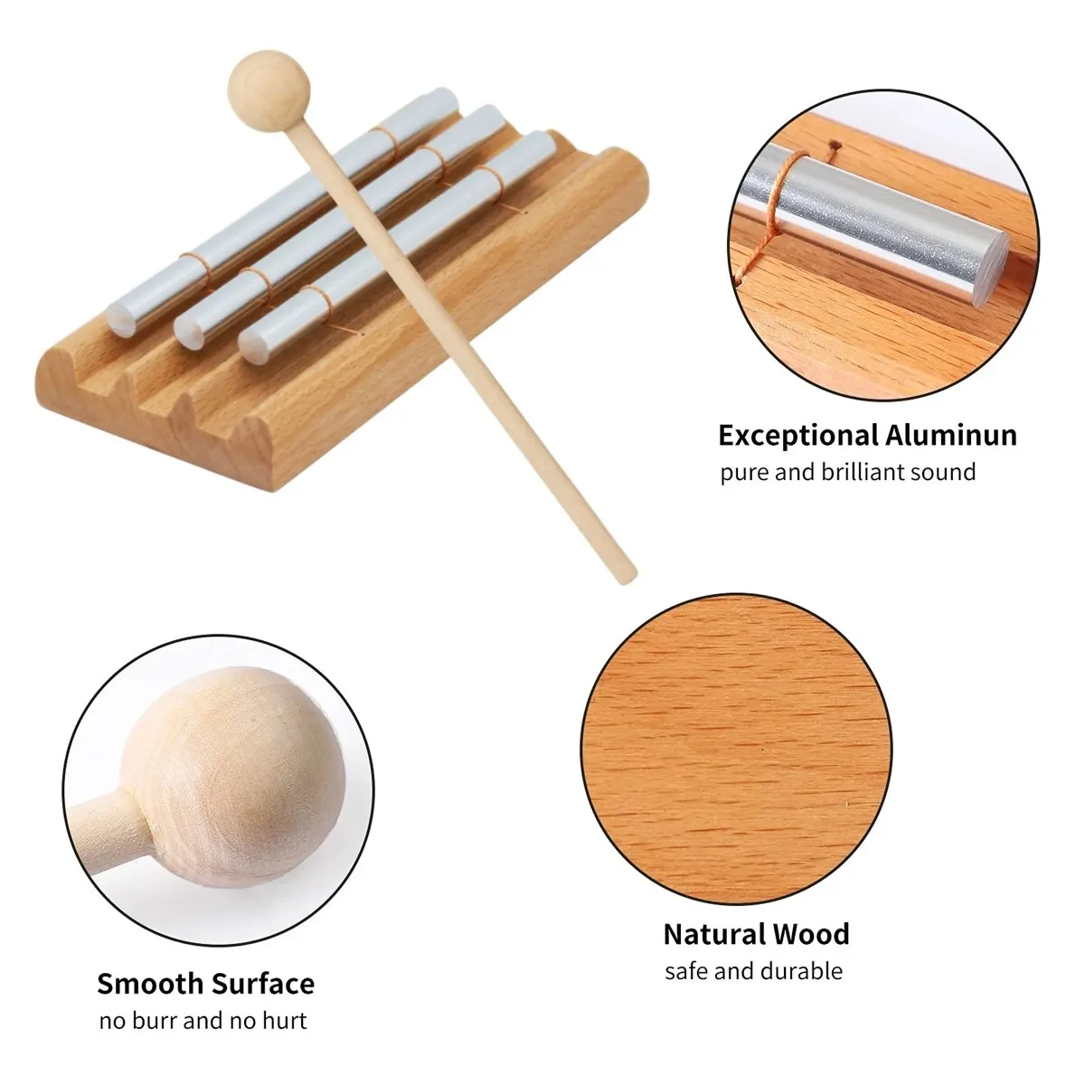 Meditation Chimes Miwayer 3Phoneme Original Guaranteed Musically Tuned Wind Zenergy Hand Chime for Classrooms Mindfulness