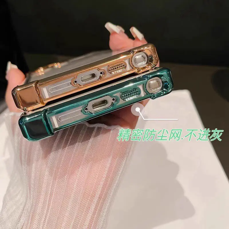 Luxury Plating Transparent Silicone Airbag Bumper Case with Camera Lens Protection