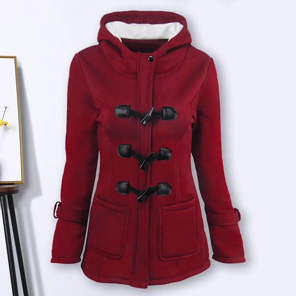 

Casual Overcoat Thickened Winter Jacket Winter Women Solid Color Hooded Long Coat