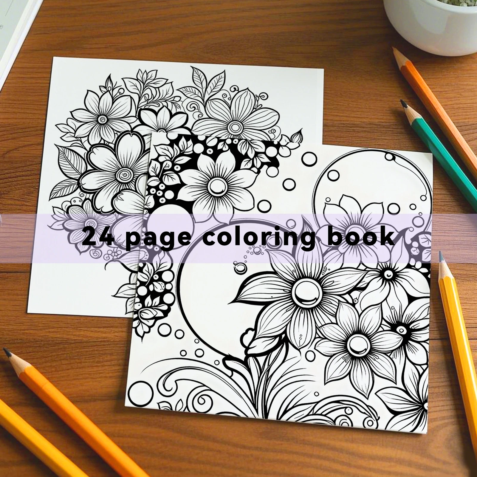 Flower Art Coloring Book 24 Page Gift For Birthday Party Relieve Stress Kill Time Graffiti Painting Drawing Art Book for Adults 6