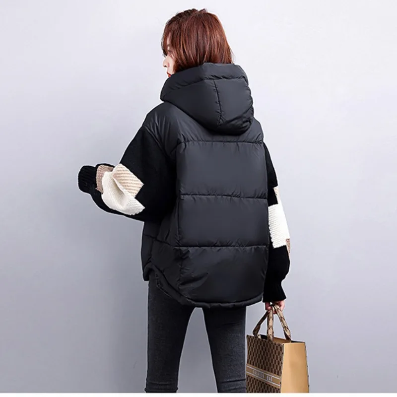 2023 New Women Down Jacket Winter Coat Female Short Parkas Loose Thick Warm Outwear Leisure Time Hooded Versatile Overcoat