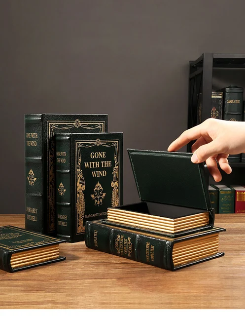 Boîte De Rangeent De Faux Livre,Décoratif Vintage En Bois Boîte