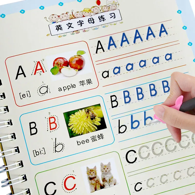 

3 Books/Set Reusable Groove Handwriting Copybooks Children Calligraphy Learning Alphabet Digital Painting Writing Exercise Book