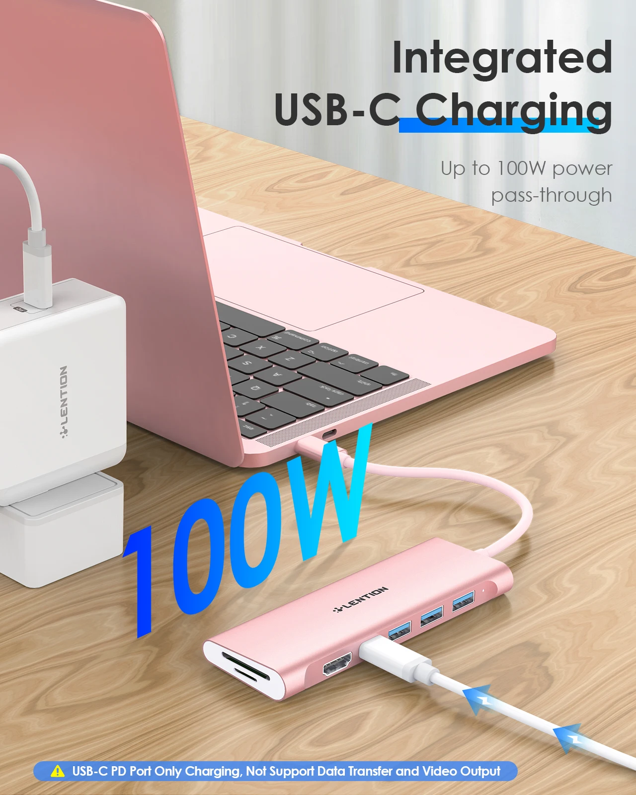 LENTION USB C Hub 4K 30Hz SD Micro SD Card Reader Adapter 100W PD Dock for 2023-2016 MacBook Pro New Mac Air usb c hdmi dock images - 6