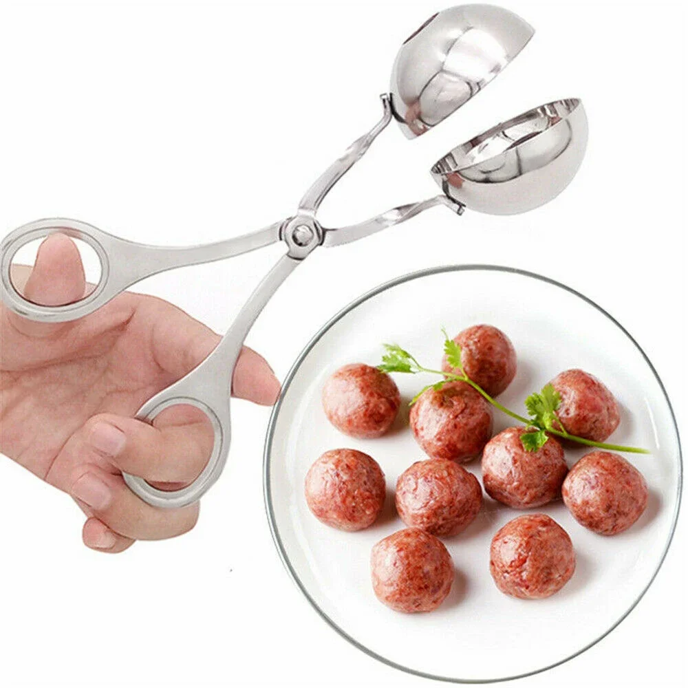 2PCS for Stainless Steel Meat Ball Maker Tongs Spoon Meatball Maker Kitchen Tool Gadget Scissor Grip Handle