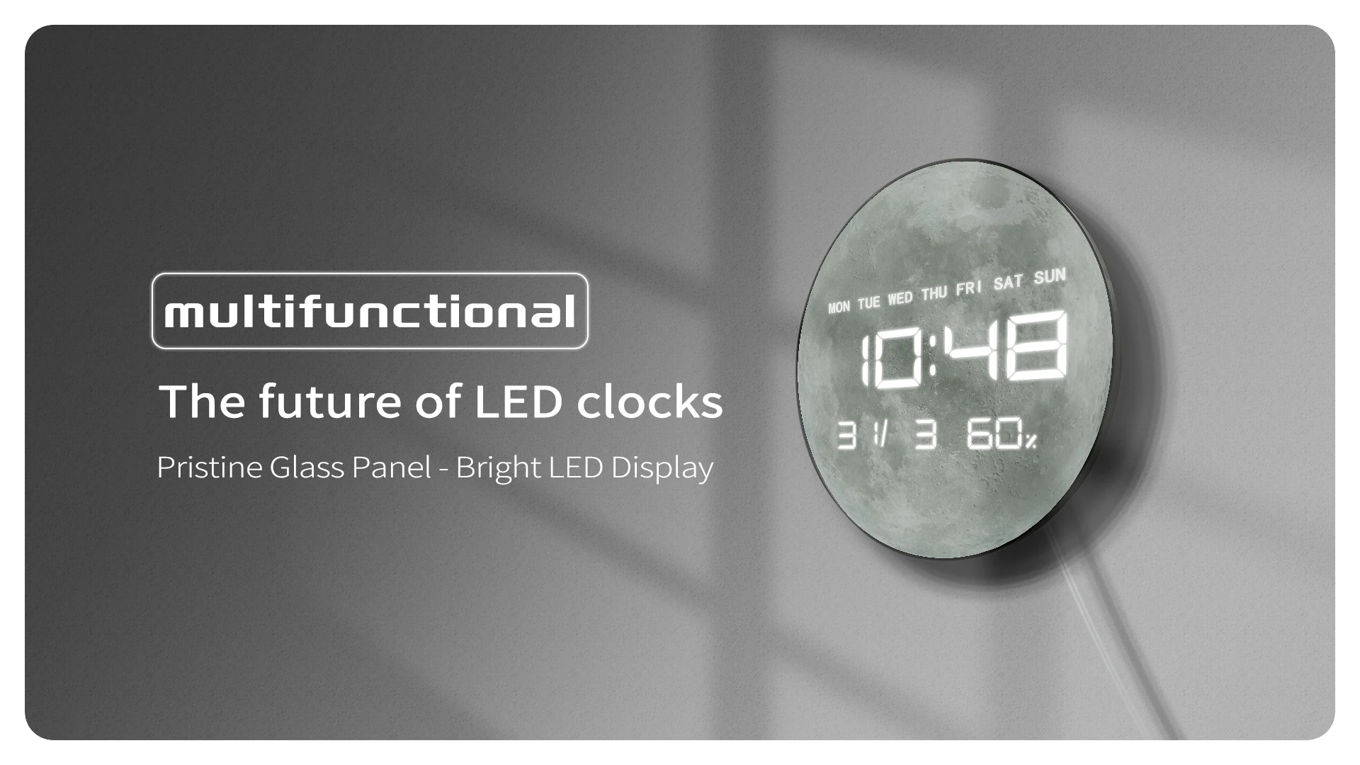 Description Picture 2 of itemPlanet Moon Digital Wall Clock Home Decor Large Display LED Lunar Wall Clock For Living Room with Temperature Date Day Display