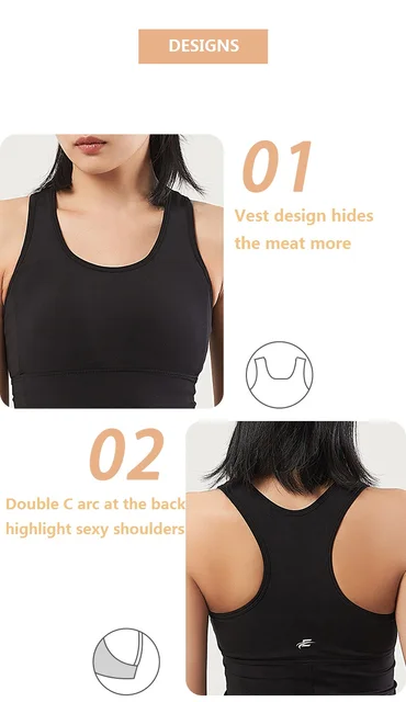 Women Sport Bra Double C Back Vest Gym Workout Jogging Yoga Tank