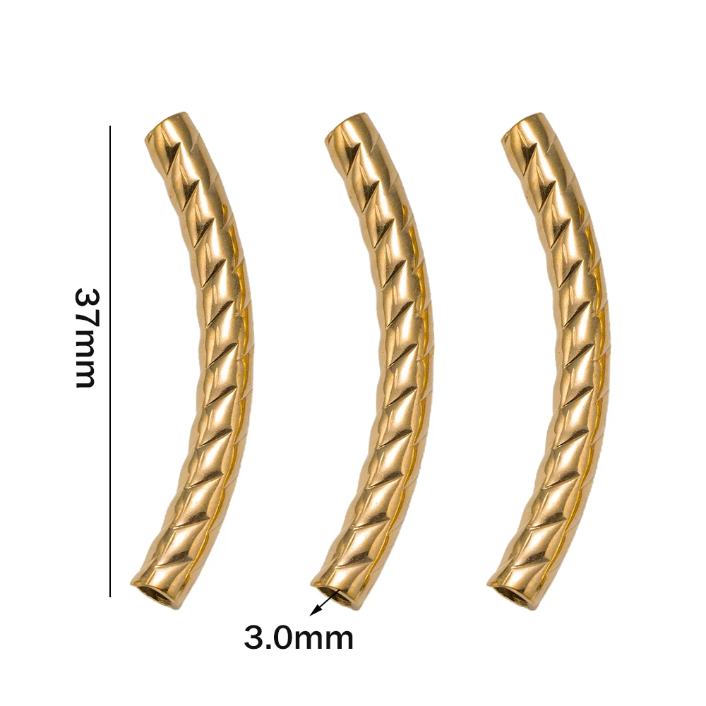 5 Stück Edelstahl gebogene lange Röhre Nudel Spacer Perlen für DIY Handgelenk Armband Fußkettchen Halskette Ohrring Schmuck Handwerk machen – Detail 10