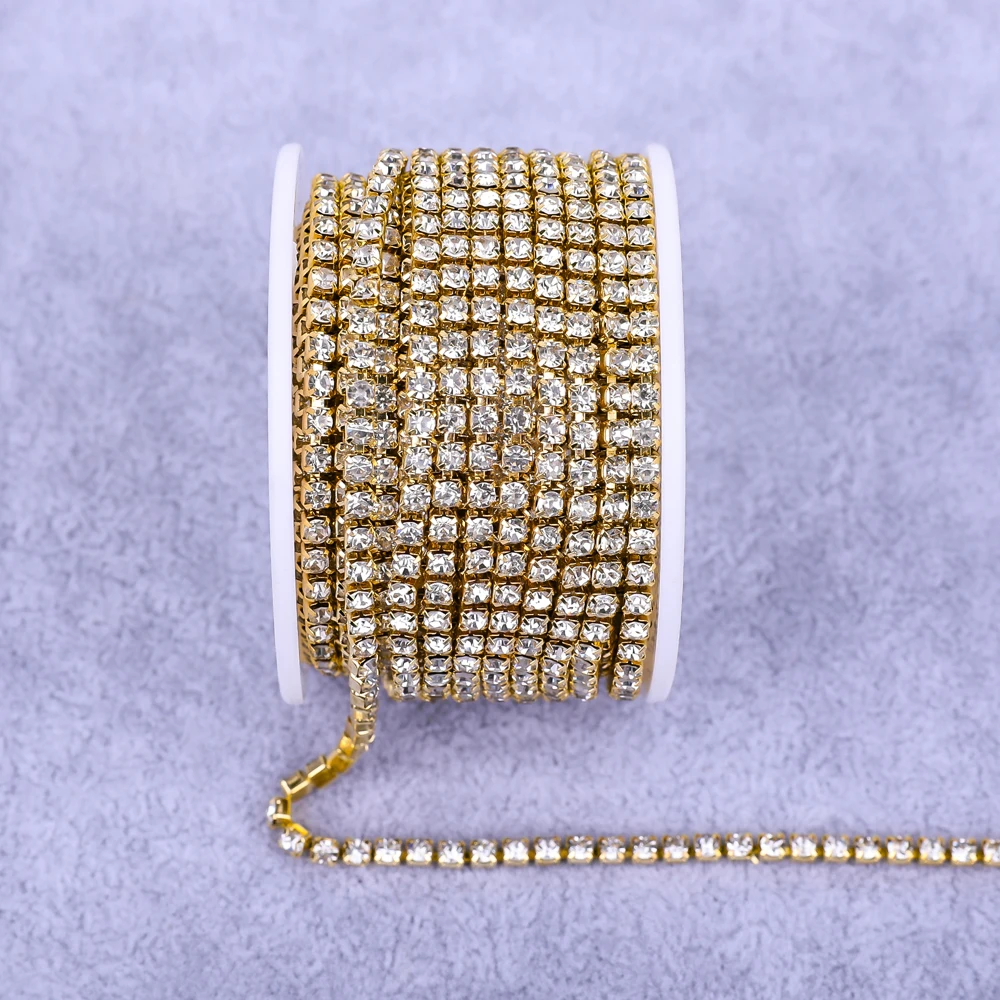 Radiant Gold Rhinestone Decorative Crystal Trim