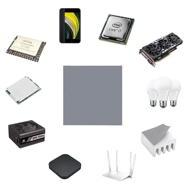훌륭한 24w 22w 20w 18.6w 16.5w OEM GPU CPU용 열전도 패드, 히트싱크 냉각용 전도성 실리콘 패드, 두께 0.75 1.25 1.75mm
