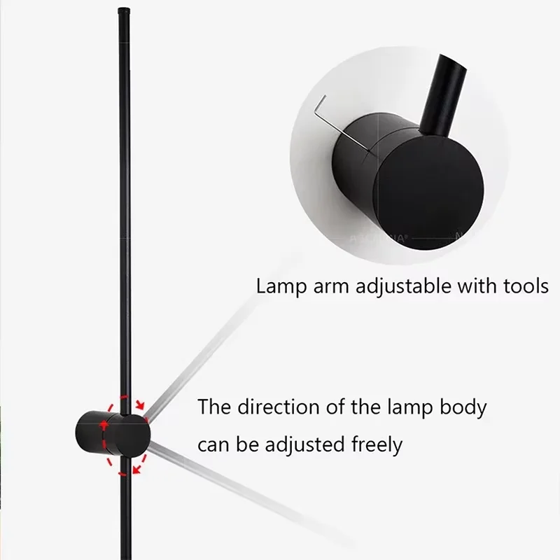 RGB LED Wall Lamp Rotatable 60/80/100cm Wall Decor Sconce For Bedroom Living Room Study Decorative Illumination Fixtures