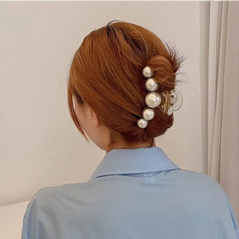 Elegante Imitation Perle Haar Klaue Clip Frauen Trendy Unregelmäßige Große Beige Haar Klemme Barrettes Für Mädchen Koreanische Haar Zubehör – Detail 8