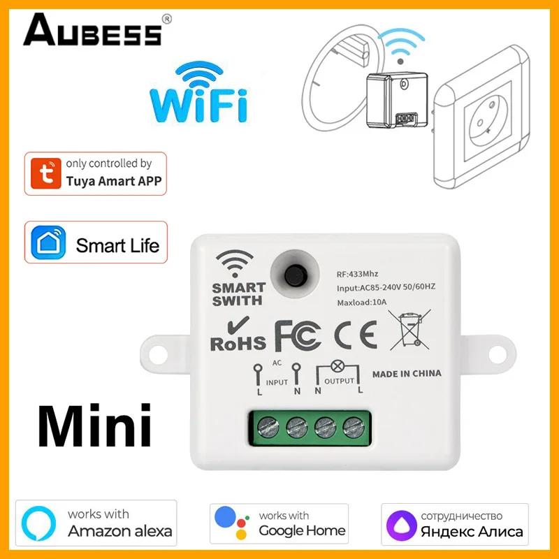 Wireless Wifi Smart Switch Light 433Mhz Rf Wall Panel Switch App Telecomando Mini Relè Ricevitore 220V Home Led Light Fan Fan