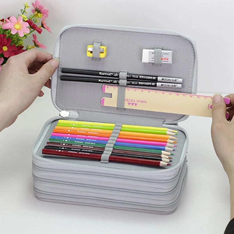 Large Storage Pencil Case Colorful Pen Box Bag Kawaii Students School Office Cute Pencil Cases Storage Bags Stationery Supplies