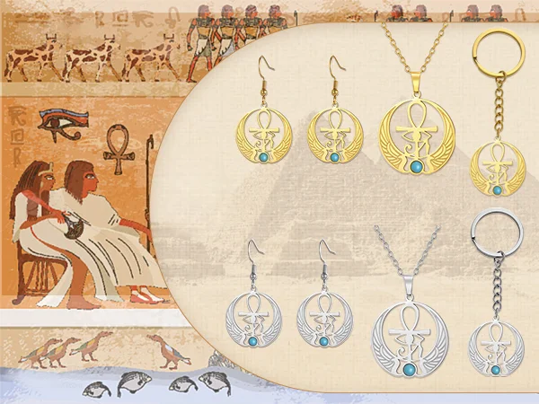 Auge des Horus Flügel von Isis Saphir Anhänger Edelstahl Gold Silber Farbe Charms für Halskette Ohrringe DIY Schmuck Geschenk – Detail 2