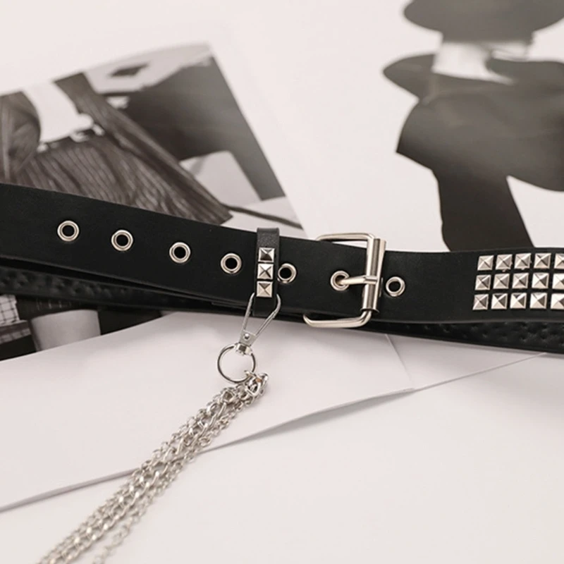 

Summer Cowboy Waist Belt with Alloy Rivet Decor for Adult Pin Buckle Belt DXAA