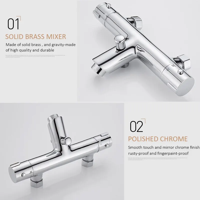 Chrome Thermostatic Shower Faucets Valve Bathroom Thermostat Mixer Tap Spool Hot And Cold Mixer Core Bathtub Shower Accessories