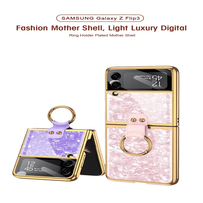 Nhẫn Giá Đỡ Ốp Lưng Dành Cho Samsung Galaxy Samsung Galaxy Z Flip 3 5G Bao Da Siêu Mỏng Bảo Vệ Có Giá Đỡ cho Samsung Flip3 kawaii phone case samsung