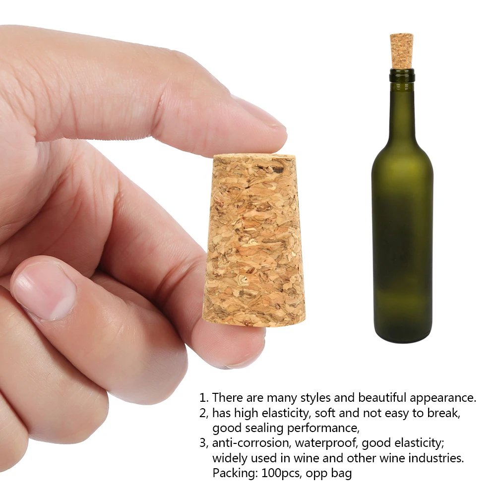 Wine Corks Stopper Reusable Sealing Wood Lid Cap Wine Bottle Stopper 100Pcs for Bottle Bar Tools Kitchen Accessories
