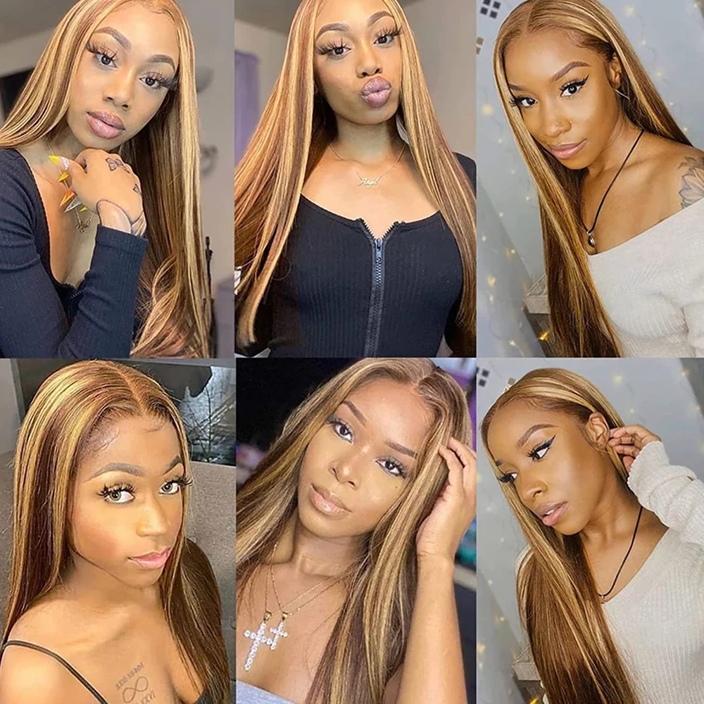 1/3/4 Bundles Brazilian Human Hair Bundles Highlight Straight Human Hair Remy Ombre Color Weaving