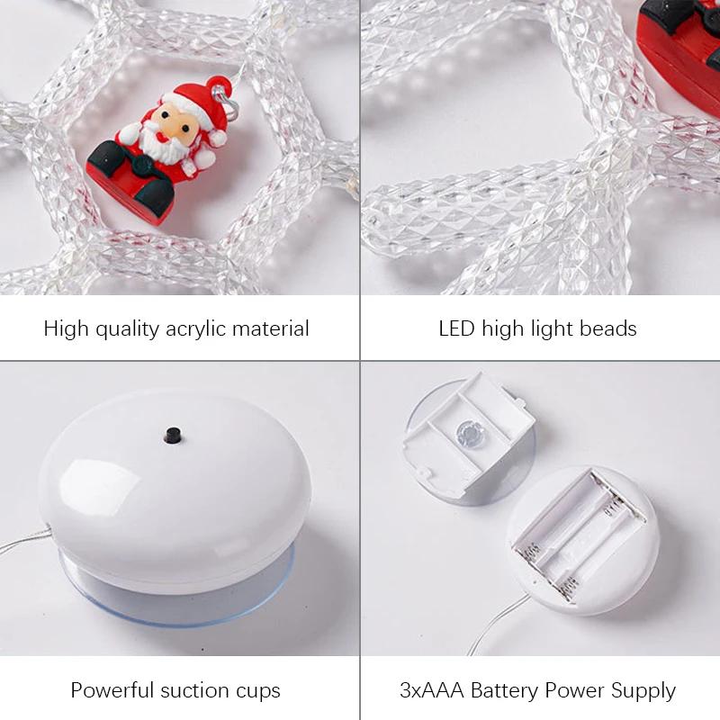 Christmas Lights Window with Suction Cups, Battery Window Light, Warm White, Suction Cup, Christmas Decoration Lights for Christ 5