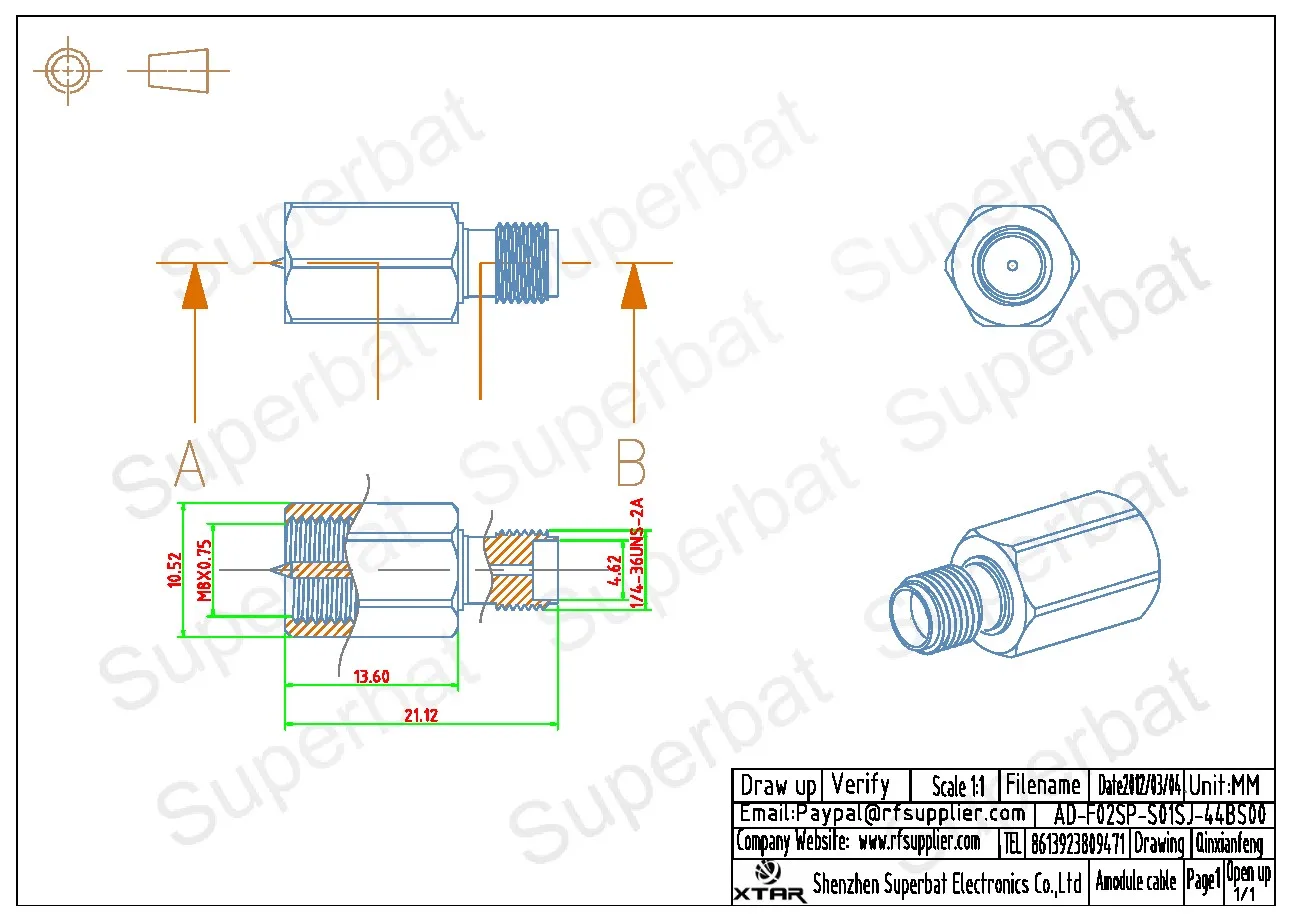 SMA Female to FME Male Straight RF Coaxial Connector Adapter