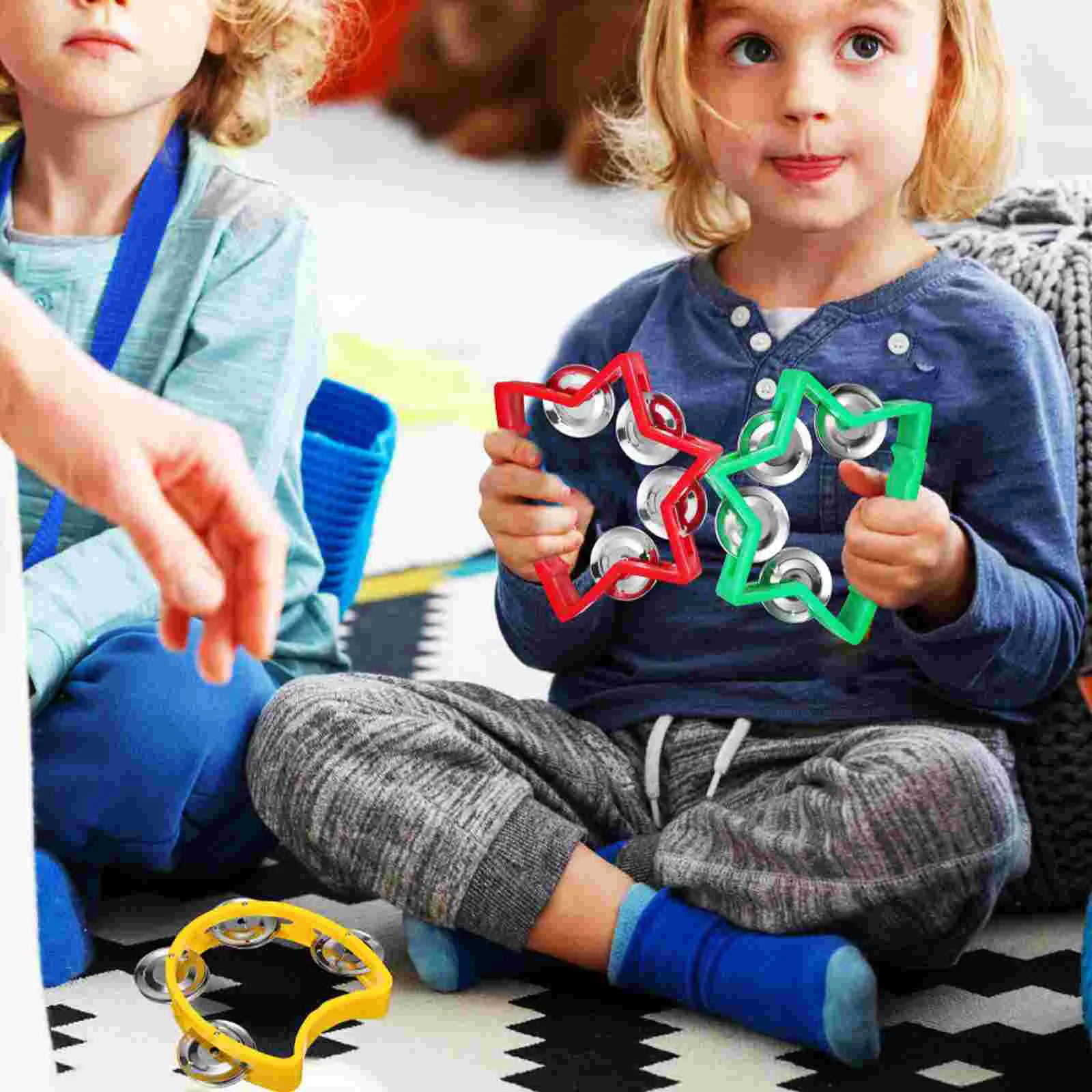 Orff Percussion Handbell Set 16 Pcs 8 Pairs Party Jingle Bell Music Shaking Tambourine Plastic Funny Child hand tambourine