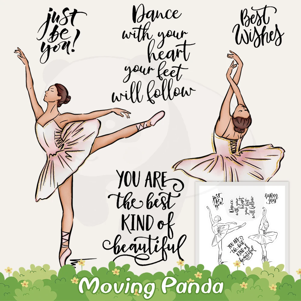 Elegant Bellat Girl Metal Cutting Dies Clear Stamp Beautiful Swan Girls Diy Scrapbooking Dies Cut Stamps Cards Stencil Decor