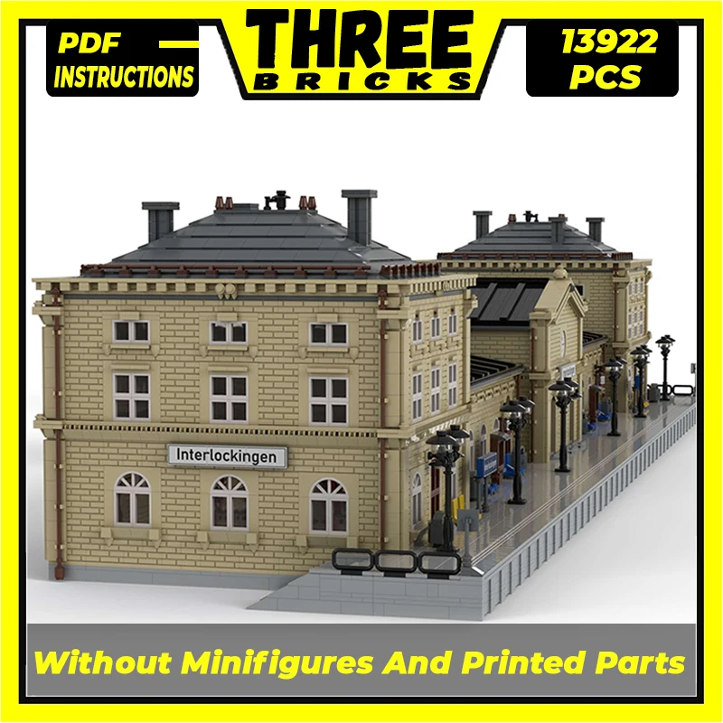 

Moc Building Blocks Street View Model Train Terminal Technical Bricks DIY Assembly Construction Toys For Childr Holiday Gifts