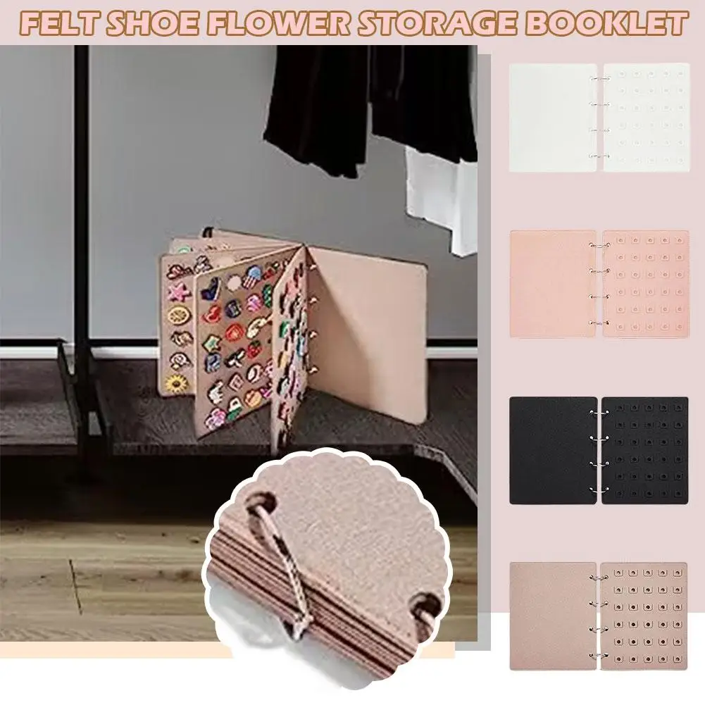 

Felt Shoe Flower Storage Booklet Charm Organizer Shoe Booklet Clog Display Household Organization Holder Display Decor Q6J5
