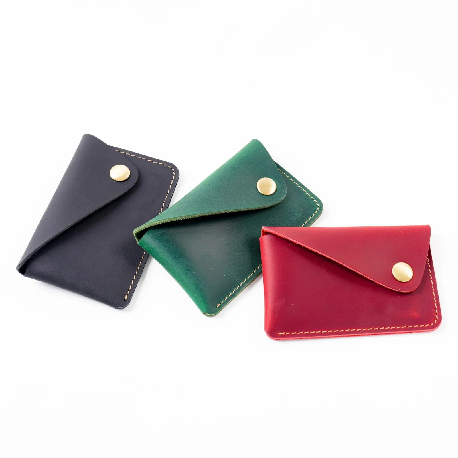 Premium Genuine Leather Minimalist Wallet with Snap Closure
