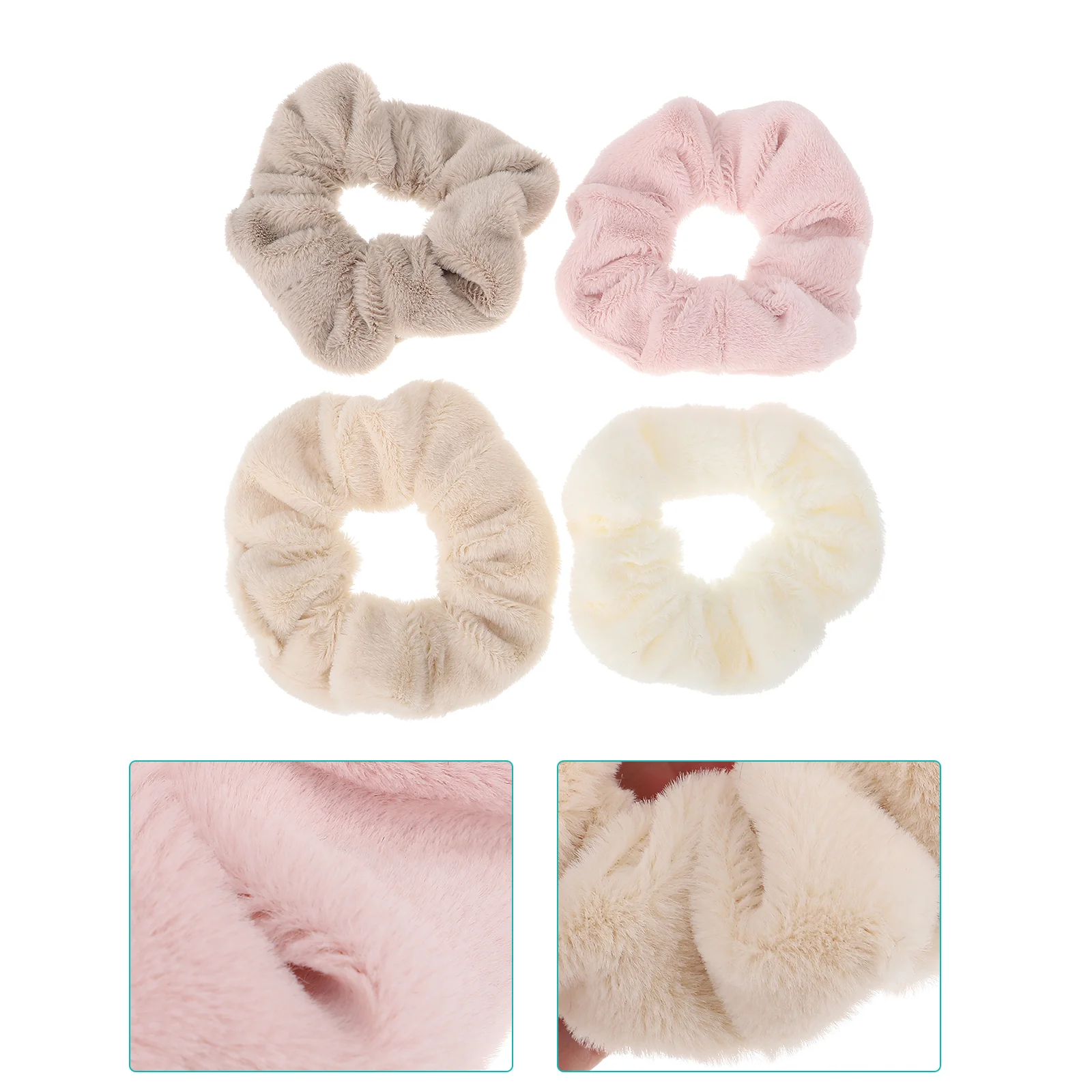 

4 Pcs Hair Ring Women Headdress Ribbons Ponytail Ropes Plush Scrunchy Ties Rings Curls Decorations