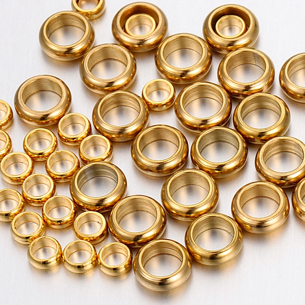 50 stücke Gold Farbe Edelstahl Runde Stopper Spacer Perlen Crimp End Perlen für DIY Halskette Schmuck Machen Liefert Großhandel – Detail 14