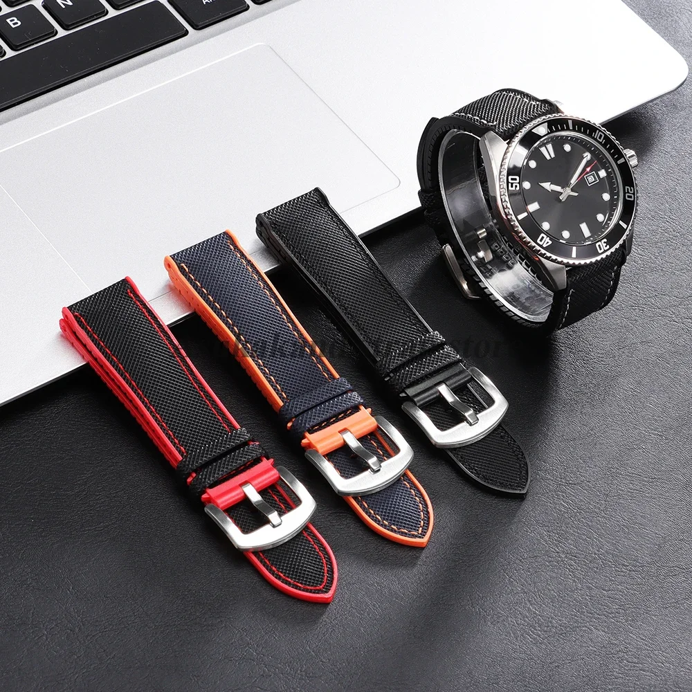 Bold Black and Orange Nylon Silicone Sports Wristband - Premium Men's Watch Strap
