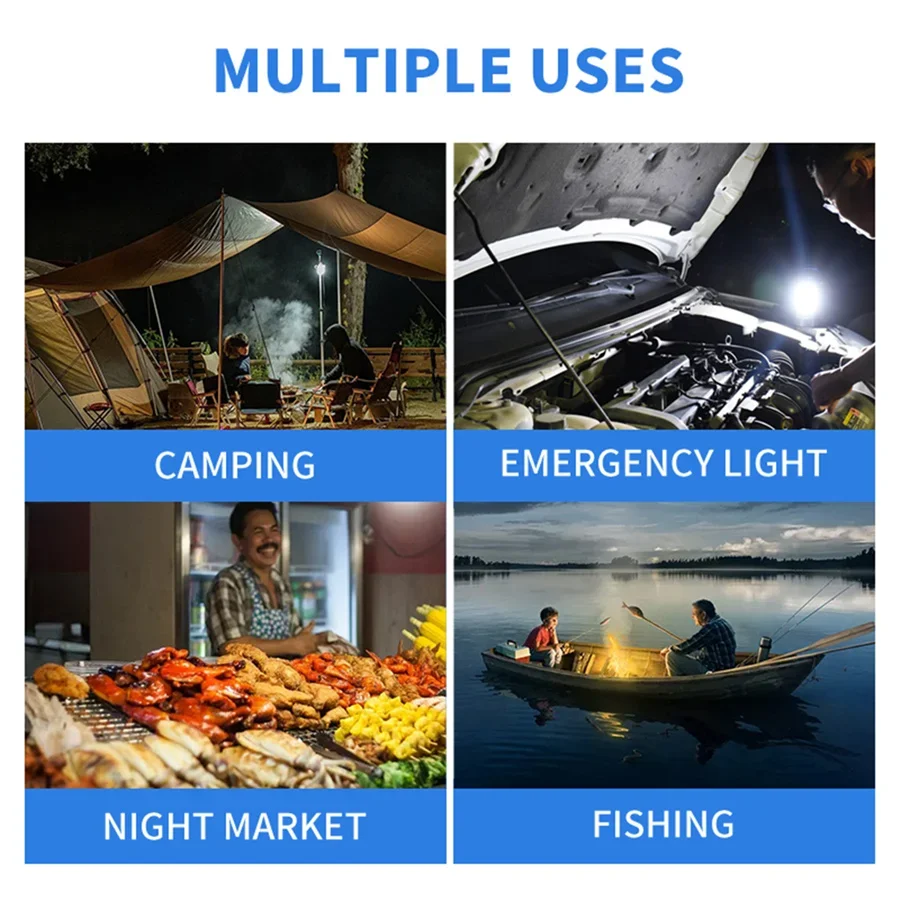Waterproof LED Solar Bulb Lamps Portable Foldable Garden Lights USB Recharge Emergency Night Market Lights Outdoor Camping Light