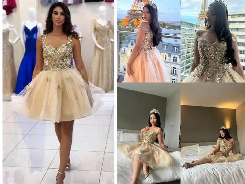 Kurzes Ballkleid mit 3D-Schmetterling 2025