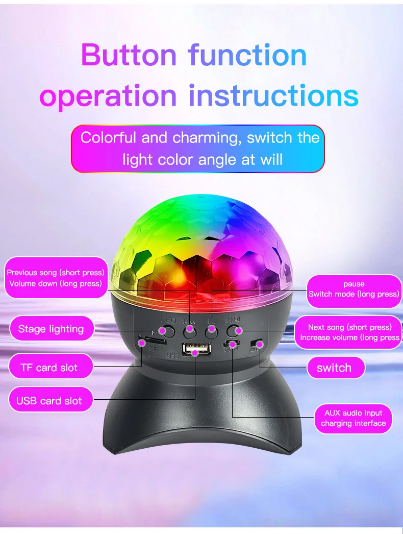 

Party Light colorful magic ball lights disco atmosphere lights Bluetooth sound lights ball dormitory flash room night lamp